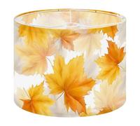 Fabric Drum Lamp Shade Autumn Leaves Soft Yellow Orange Hues White Vintage Funky Medium Linen Decorative Lampshades 13inch Set of 1 for Table Lamps, Floor Lamps,Ceiling Lamp