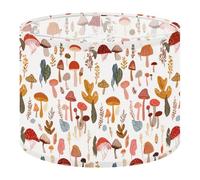 Fabric Drum Lamp Shade Autumn Mushroom Foliage Warm Earth Tones Vintage Funky Medium Linen Decorative Lampshades 13inch Set of 1 for Table Lamps, Floor Lamps,Ceiling Lamp