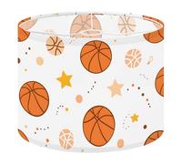Fabric Drum Lamp Shade Basketball Stars Dotted Elements White Vintage Funky Medium Linen Decorative Lampshades 13inch Set of 1 for Table Lamps, Floor Lamps,Ceiling Lamp