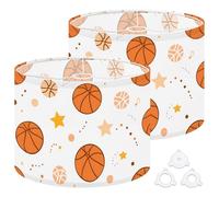 Fabric Drum Lamp Shade Basketball Stars Dotted Elements White Vintage Funky Medium Linen Decorative Lampshades 13inch Set of 2 for Table Lamps, Floor Lamps,Ceiling Lamp
