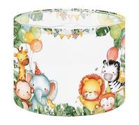 Fabric Drum Lamp Shade Birthday Party Invitation Safari Animal Theme Vintage Funky Medium Linen Decorative Lampshades 13inch Set of 1 for Table Lamps, Floor Lamps,Ceiling Lamp