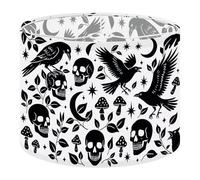 Fabric Drum Lamp Shade Black White Seamless Hand Drawn Inky Ravens Crows Vintage Funky Medium Linen Decorative Lampshades 13inch Set of 1 for Table Lamps, Floor Lamps,Hanging Lamp