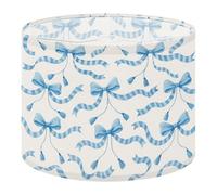 Fabric Drum Lamp Shade Blue Ribbon Bow Stripes Vintage Funky Medium Linen Decorative Lampshades 13inch Set of 1 for Table Lamps, Floor Lamps,Ceiling Lamp