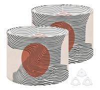 Fabric Drum Lamp Shade Boho Minimalist Abstract Wave Line Art Abstract Bauhaus Wall Art Decor Vintage Funky Medium Linen Decorative Lampshades 13inch Set of 2 for Table Lamps, Floor Lamps,Hanging Lamp