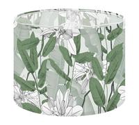 Fabric Drum Lamp Shade Botanical Seamless Banana Leaves Vines Other Leaves Light Green Vintage Funky Medium Linen Decorative Lampshades 13inch Set of 1 for Table Lamps, Floor Lamps,Hanging Lamp