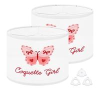 Fabric Drum Lamp Shade Calligraphic Hand Drawing Inscription Coquette Girl Whimsical Vintage Funky Medium Linen Decorative Lampshades 13inch Set of 2 for Table Lamps, Floor Lamps,Hanging Lamp
