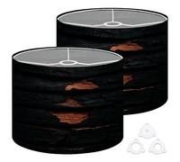 Fabric Drum Lamp Shade Charred Blackened Cedar Wood Texture Burnt Cedar Charred Vintage Funky Medium Linen Decorative Lampshades 13inch Set of 2 for Table Lamps, Floor Lamps,Hanging Lamp