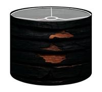Fabric Drum Lamp Shade Charred Blackened Cedar Wood Texture Burnt Cedar Charred Vintage Funky Medium Linen Decorative Lampshades 13inch Set of 1 for Table Lamps, Floor Lamps,Hanging Lamp
