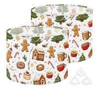 Fabric Drum Lamp Shade Christmas Baking Gingerbread Houses Tree Cookies Candy Vintage Funky Medium Linen Decorative Lampshades 13inch Set of 2 for Table Lamps, Floor Lamps,Ceiling Lamp