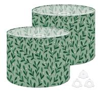 Fabric Drum Lamp Shade Christmas Foliage Berries Farmhouse Seamless Mistletoe Twigs Vintage Funky Medium Linen Decorative Lampshades 13inch Set of 2 for Table Lamps, Floor Lamps,Ceiling Lamp