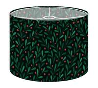 Fabric Drum Lamp Shade Christmas Mistletoe Foliage Lingonberries Seamless Vintage Funky Medium Linen Decorative Lampshades 13inch Set of 1 for Table Lamps, Floor Lamps,Ceiling Lamp
