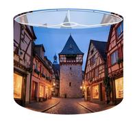 Fabric Drum Lamp Shade Christmas Rothenburg ob der Tauber Bavaria Germany Vintage Funky Medium Linen Decorative Lampshades 13inch Set of 1 for Table Lamps, Floor Lamps,Ceiling Lamp