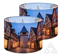 Fabric Drum Lamp Shade Christmas Rothenburg ob der Tauber Bavaria Germany Vintage Funky Medium Linen Decorative Lampshades 13inch Set of 2 for Table Lamps, Floor Lamps,Ceiling Lamp