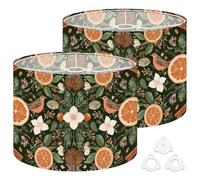 Fabric Drum Lamp Shade Christmas Symmetry Seamless Winter Food Botanical Spices Vintage Funky Medium Linen Decorative Lampshades 13inch Set of 2 for Table Lamps, Floor Lamps,Ceiling Lamp