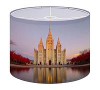 Fabric Drum Lamp Shade City Utah Temple Vintage Funky Medium Linen Decorative Lampshades 13inch Set of 1 for Table Lamps, Floor Lamps,Ceiling Lamp