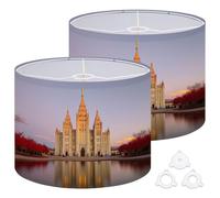 Fabric Drum Lamp Shade City Utah Temple Vintage Funky Medium Linen Decorative Lampshades 13inch Set of 2 for Table Lamps, Floor Lamps,Ceiling Lamp