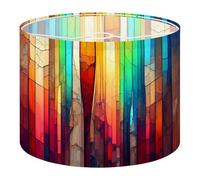 Fabric Drum Lamp Shade Colorful Stained Glass Window Abstract Stained Glass Art Vintage Funky Medium Linen Decorative Lampshades 13inch Set of 1 for Table Lamps, Floor Lamps,Hanging Lamp