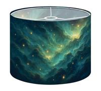 Fabric Drum Lamp Shade Cosmic Nebula Twinkling Stars Vintage Funky Medium Linen Decorative Lampshades 13inch Set of 1 for Table Lamps, Floor Lamps,Ceiling Lamp