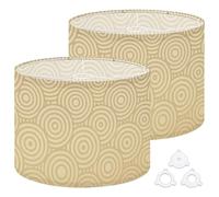 Fabric Drum Lamp Shade Creative Seamless Geometrical Shape White Relief Circle Scales Vintage Funky Medium Linen Decorative Lampshades 13inch Set of 2 for Table Lamps, Floor Lamps,Ceiling Lamp