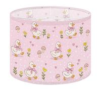 Fabric Drum Lamp Shade Cute Cottage Core Spring Seamless White Duck Pink Bow Vintage Funky Medium Linen Decorative Lampshades 13inch Set of 1 for Table Lamps, Floor Lamps,Hanging Lamp