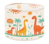 Fabric Drum Lamp Shade Cute Dinosaur Family Hot Air Balloon Palm Trees Vintage Funky Medium Linen Decorative Lampshades 13inch Set of 1 for Table Lamps, Floor Lamps,Ceiling Lamp