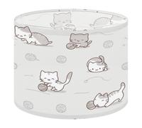 Fabric Drum Lamp Shade Cute Kittens Playing Yarn Soft Neutral Tones Vintage Funky Medium Linen Decorative Lampshades 13inch Set of 1 for Table Lamps, Floor Lamps,Ceiling Lamp