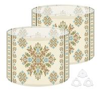 Fabric Drum Lamp Shade Damask Floral Arabesque Cloth Bandana Print Silk Vintage Funky Medium Linen Decorative Lampshades 13inch Set of 2 for Table Lamps, Floor Lamps,Hanging Lamp