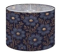 Fabric Drum Lamp Shade Dark Seamless Floral Flowering Plants Vintage Cute Vintage Funky Medium Linen Decorative Lampshades 13inch Set of 1 for Table Lamps, Floor Lamps,Hanging Lamp