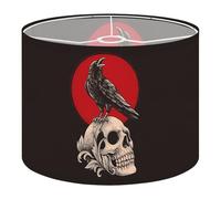Fabric Drum Lamp Shade Dead Skull Standing Raven Vintage Funky Medium Linen Decorative Lampshades 13inch Set of 1 for Table Lamps, Floor Lamps,Hanging Lamp