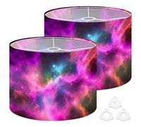 Fabric Drum Lamp Shade Distant Nebula far Away Galaxy Vintage Funky Medium Linen Decorative Lampshades 13inch Set of 2 for Table Lamps, Floor Lamps,Ceiling Lamp