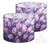 Fabric Drum Lamp Shade Elegant Purple amp Blue Stained Glass Vintage Funky Medium Linen Decorative Lampshades 13inch Set of 2 for Table Lamps, Floor Lamps,Ceiling Lamp