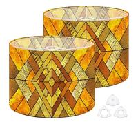 Fabric Drum Lamp Shade Gold Stained Glass Window Geometric Stained Glass Art Deco Vintage Funky Medium Linen Decorative Lampshades 13inch Set of 2 for Table Lamps, Floor Lamps,Hanging Lamp