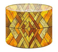 Fabric Drum Lamp Shade Gold Stained Glass Window Geometric Stained Glass Art Deco Vintage Funky Medium Linen Decorative Lampshades 13inch Set of 1 for Table Lamps, Floor Lamps,Hanging Lamp