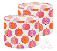 Fabric Drum Lamp Shade Hippie Groovy Halloween Pumpkin Seamless Bright Animal Vintage Funky Medium Linen Decorative Lampshades 13inch Set of 2 for Table Lamps, Floor Lamps,Ceiling Lamp