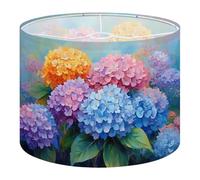 Fabric Drum Lamp Shade Hydrangea Flowers Hydrangeas Soft Pastel Vintage Funky Medium Linen Decorative Lampshades 13inch Set of 1 for Table Lamps, Floor Lamps,Ceiling Lamp