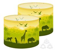 Fabric Drum Lamp Shade Jungle Forest Silhouette Landscape Green Tropical Nature Vintage Funky Medium Linen Decorative Lampshades 13inch Set of 2 for Table Lamps, Floor Lamps,Ceiling Lamp