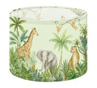 Fabric Drum Lamp Shade Kids Safari Jungle Animals Nursery Tropical Animals Vintage Funky Medium Linen Decorative Lampshades 13inch Set of 1 for Table Lamps, Floor Lamps,Ceiling Lamp