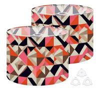 Fabric Drum Lamp Shade Mid Century Geometric Abstract Simple Shapes Vintage Funky Medium Linen Decorative Lampshades 13inch Set of 2 for Table Lamps, Floor Lamps,Hanging Lamp