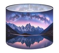 Fabric Drum Lamp Shade Milky Way Snowy Mountains Lake Night Landscape Snow Vintage Funky Medium Linen Decorative Lampshades 13inch Set of 1 for Table Lamps, Floor Lamps,Ceiling Lamp
