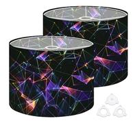 Fabric Drum Lamp Shade Multi Colored Abstract Network Vintage Funky Medium Linen Decorative Lampshades 13inch Set of 2 for Table Lamps, Floor Lamps,Ceiling Lamp