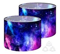 Fabric Drum Lamp Shade Outer Space Universe Nebula Star Cluster Bright Astronomy Vintage Funky Medium Linen Decorative Lampshades 13inch Set of 2 for Table Lamps, Floor Lamps,Hanging Lamp