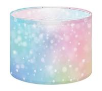 Fabric Drum Lamp Shade Rainbow Pastel Glitter Effect Colorful Vintage Funky Medium Linen Decorative Lampshades 13inch Set of 1 for Table Lamps, Floor Lamps,Ceiling Lamp