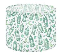 Fabric Drum Lamp Shade Ramadan Decor Green Lantern Moon Vintage Funky Medium Linen Decorative Lampshades 13inch Set of 1 for Table Lamps, Floor Lamps,Ceiling Lamp