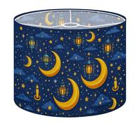 Fabric Drum Lamp Shade Ramadan Decor Magical Moon Lantern Vintage Funky Medium Linen Decorative Lampshades 13inch Set of 1 for Table Lamps, Floor Lamps,Ceiling Lamp