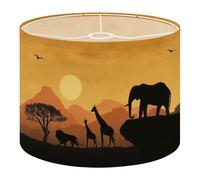 Fabric Drum Lamp Shade Realistic African Safari Mountain Vintage Funky Medium Linen Decorative Lampshades 13inch Set of 1 for Table Lamps, Floor Lamps,Ceiling Lamp