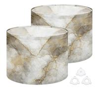 Fabric Drum Lamp Shade Realistic Liquid Marble Gold Vintage Funky Medium Linen Decorative Lampshades 13inch Set of 2 for Table Lamps, Floor Lamps,Hanging Lamp