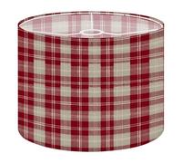 Fabric Drum Lamp Shade Red Beige Plaid Crossed Lines Checks Vintage Funky Medium Linen Decorative Lampshades 13inch Set of 1 for Table Lamps, Floor Lamps,Ceiling Lamp
