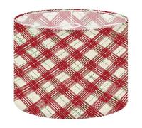 Fabric Drum Lamp Shade Red Green Plaid Diamond Shapes Vintage Funky Medium Linen Decorative Lampshades 13inch Set of 1 for Table Lamps, Floor Lamps,Ceiling Lamp