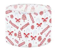 Fabric Drum Lamp Shade Red White Christmas Candy Cane Bows Vintage Funky Medium Linen Decorative Lampshades 13inch Set of 1 for Table Lamps, Floor Lamps,Ceiling Lamp