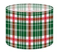 Fabric Drum Lamp Shade Red White Green Tartan Plaid Scottish Seamless Christmas Vintage Funky Medium Linen Decorative Lampshades 13inch Set of 1 for Table Lamps, Floor Lamps,Ceiling Lamp